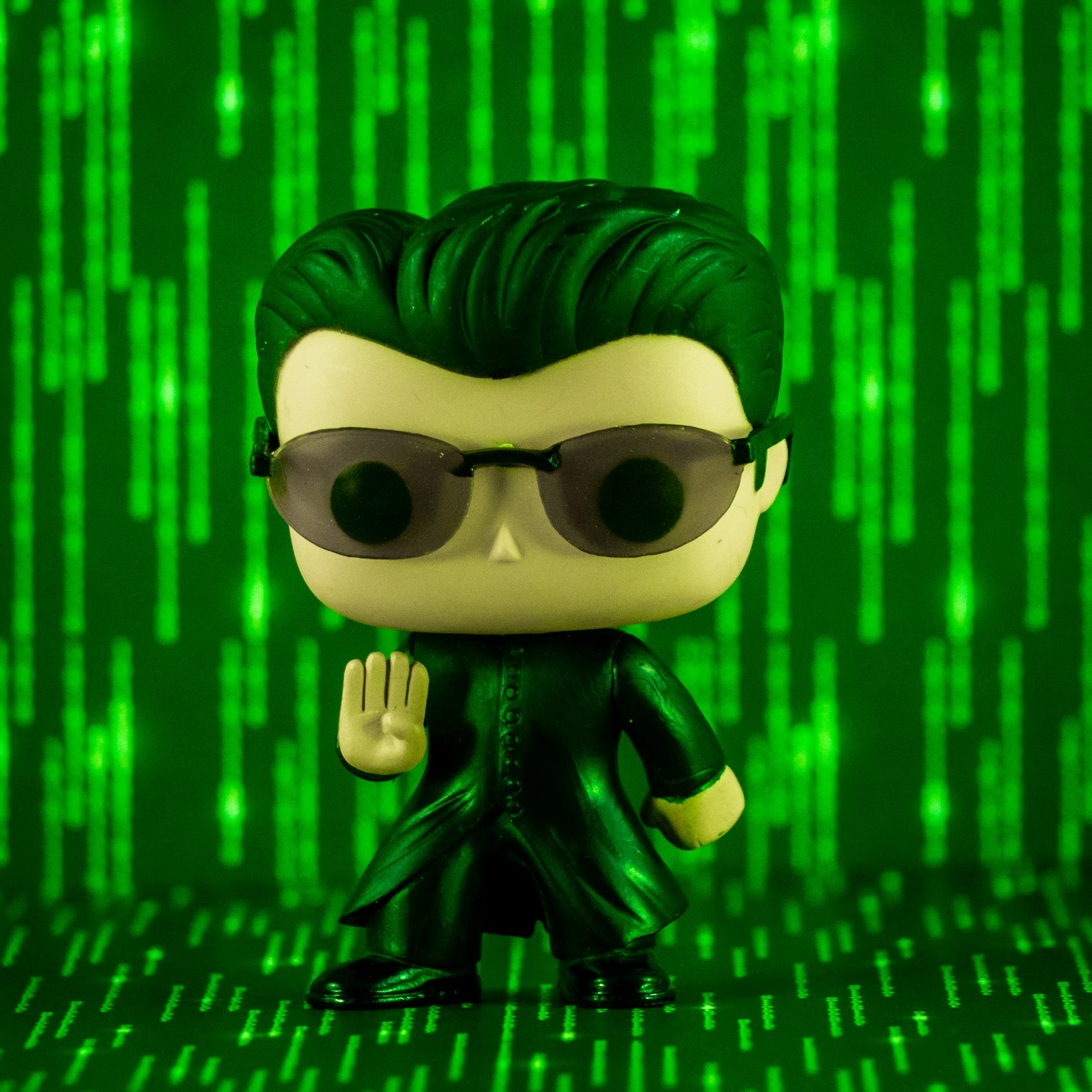 A toy figurine from The Matrix